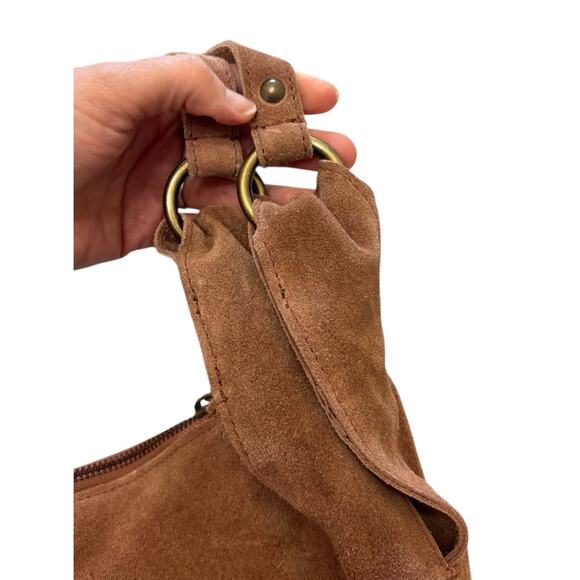 Free People Roma Suede Tote Bag in Coconut Shell Crossbody Slouchy Hobo Bohemian - Picture 5 of 14